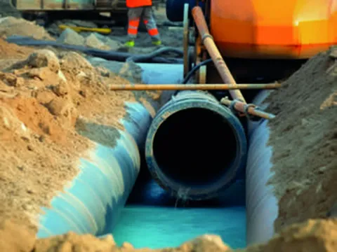 Trench installation of a DN500 water-supply pipeline