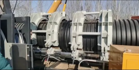 Butt-fusion equipment joining large PE pipe on site